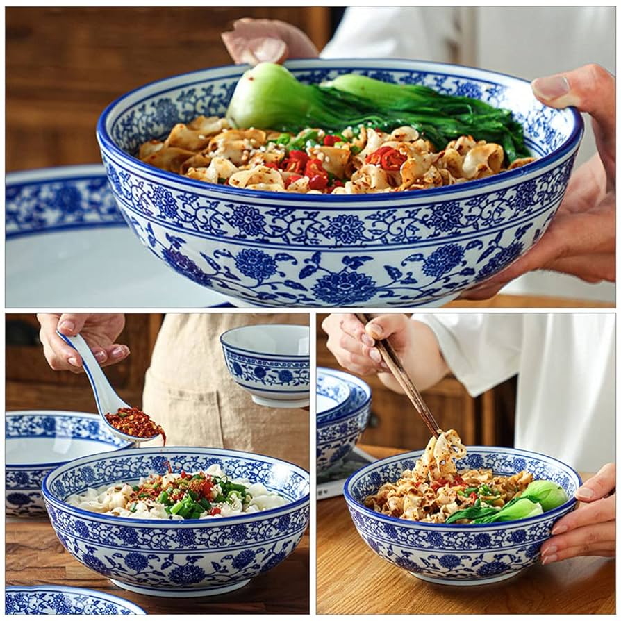 Amazon.com | White Bowls 9inch Chinese Blue and White Bowls